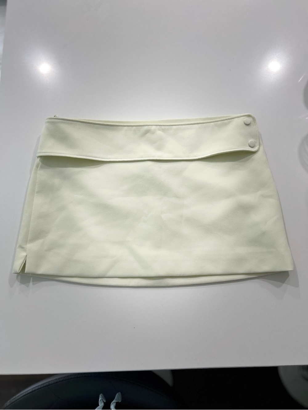 Zara Cream Fold-Over Mini Skirt with Side Snap